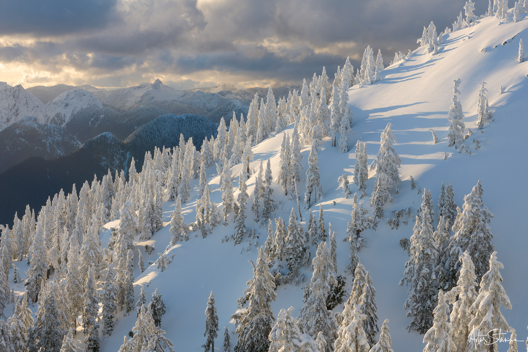 Winter scenery in the mountains of British Columbia.