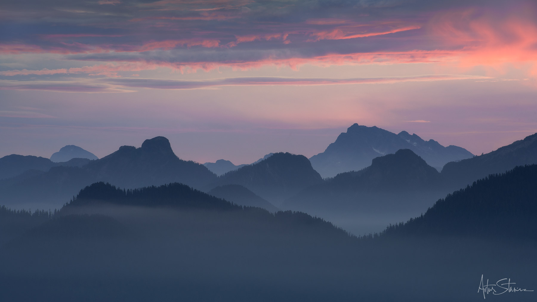 Above the fog in the mountains